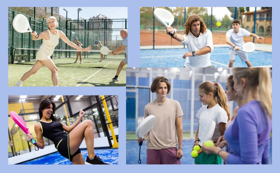 Imagenes de distintos partidos de pádel donde los jugadores actuan con diferentes roles