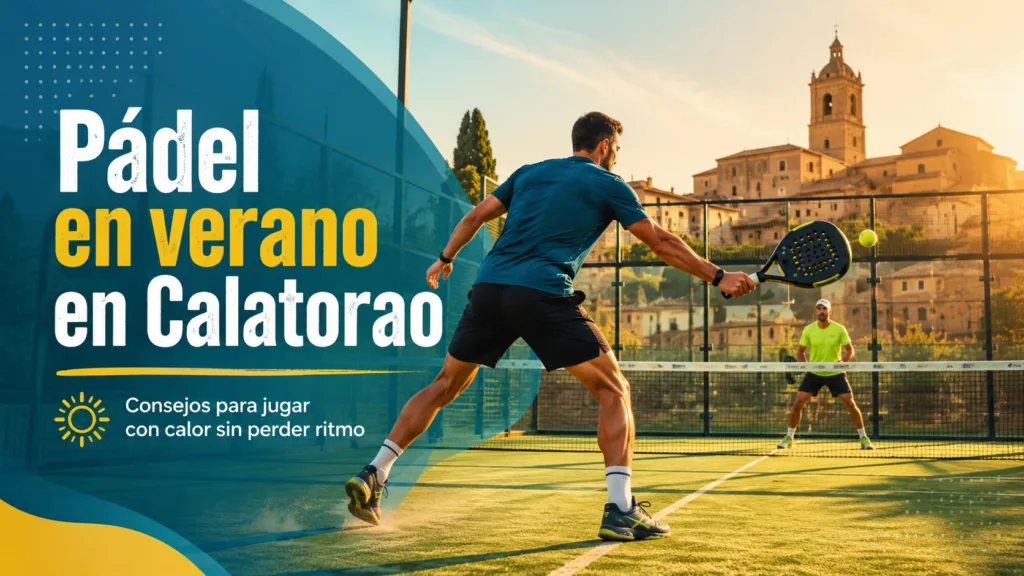 Jugador de pádel en Calatorao durante un partido de verano